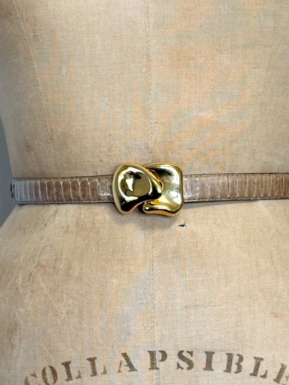 Skinny Genuine Snakeskin Belt, Made in Taiwan, ROC - 1980s Vintage